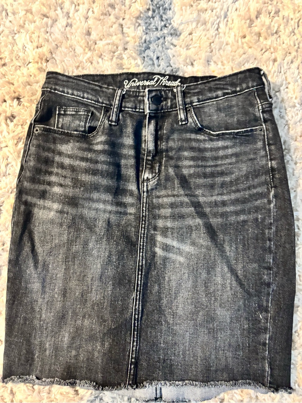 Universal Thread Black Washed High-Rise Denim Skirt